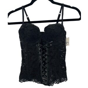NWT ARIANNE Black Lace Corset Bustier Top Adjustable Straps Lingerie Sz‎ Small